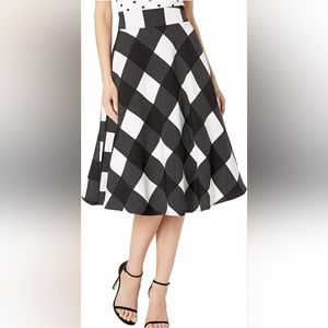 Unique Vintage Vivien Swing Skirt in Black & White Check (1X)